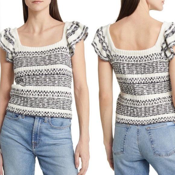 ✨ NWT Nordstrom Cropped Knit Top – Retro Stripe Boho Y2K Vibes (Size M) - Picture 1 of 10